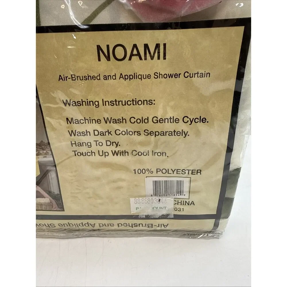 Naomi Airbrushed & Appliqué Pink Roses Shower Curtain White 70 x 72